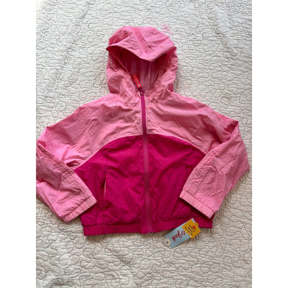 Cat & Jack Kids Pink Colorblock Windbreaker Jacket Water Resistant XS 4/5‎